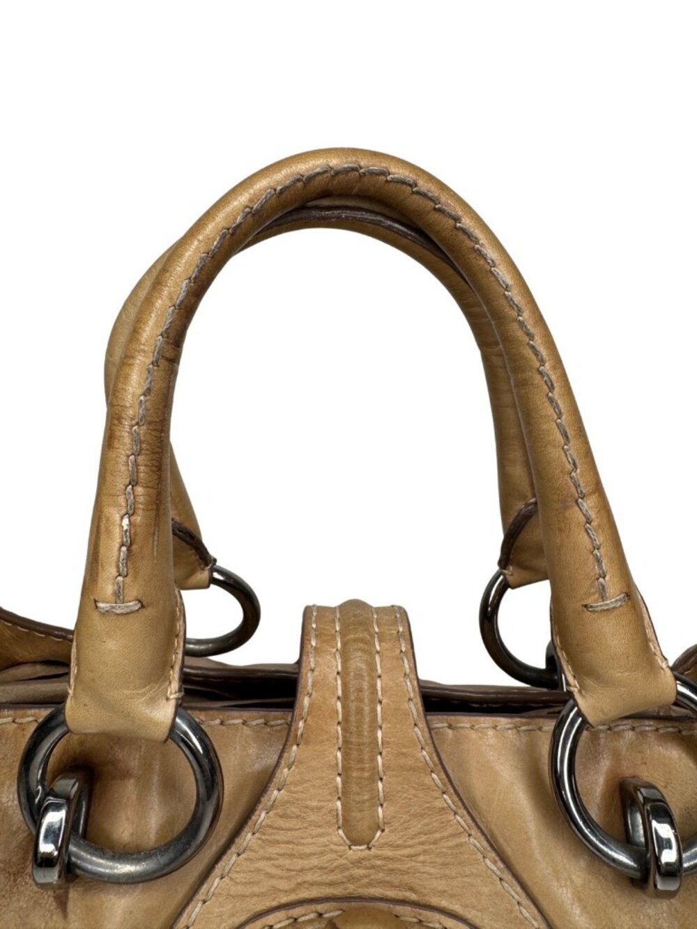 vintage Prada Vitello Shine Turn-Lock bag tan beige calf leather - Picture 3 of 16